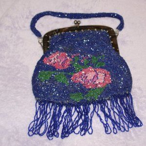 Vintage Blue Beaded Purse